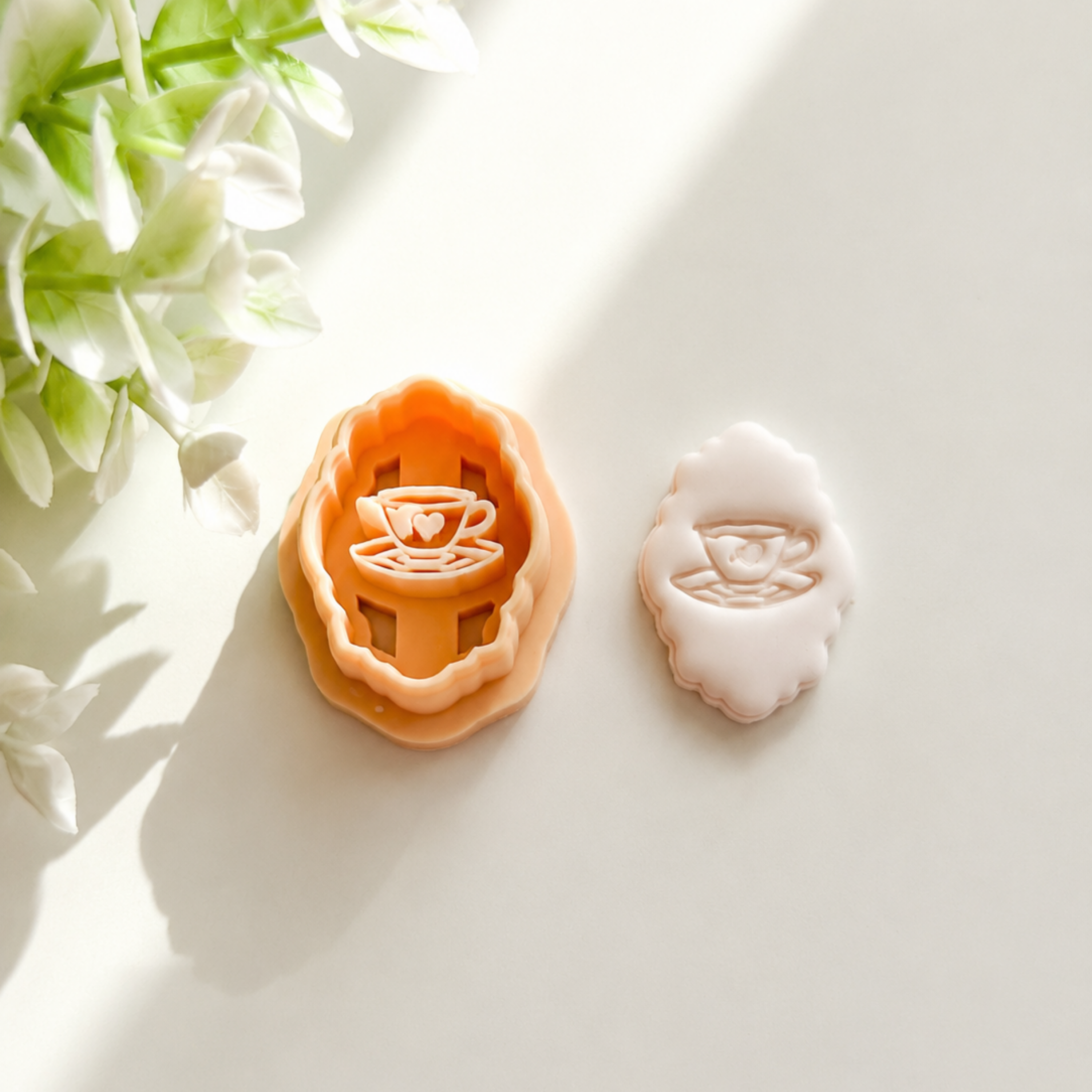 Tea Cup Embossed Oval Polymer Clay Earring Cutter