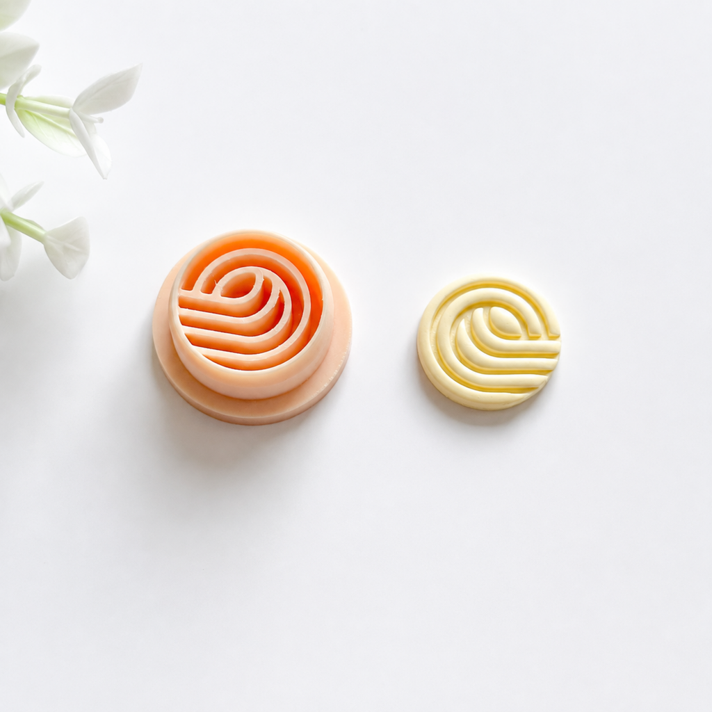 Art Deco Textured Round Polymer Clay Cutter