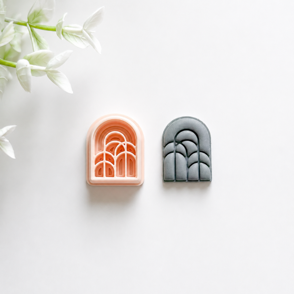 Arch Art Deco Textured Polymer Clay Earring Cutter