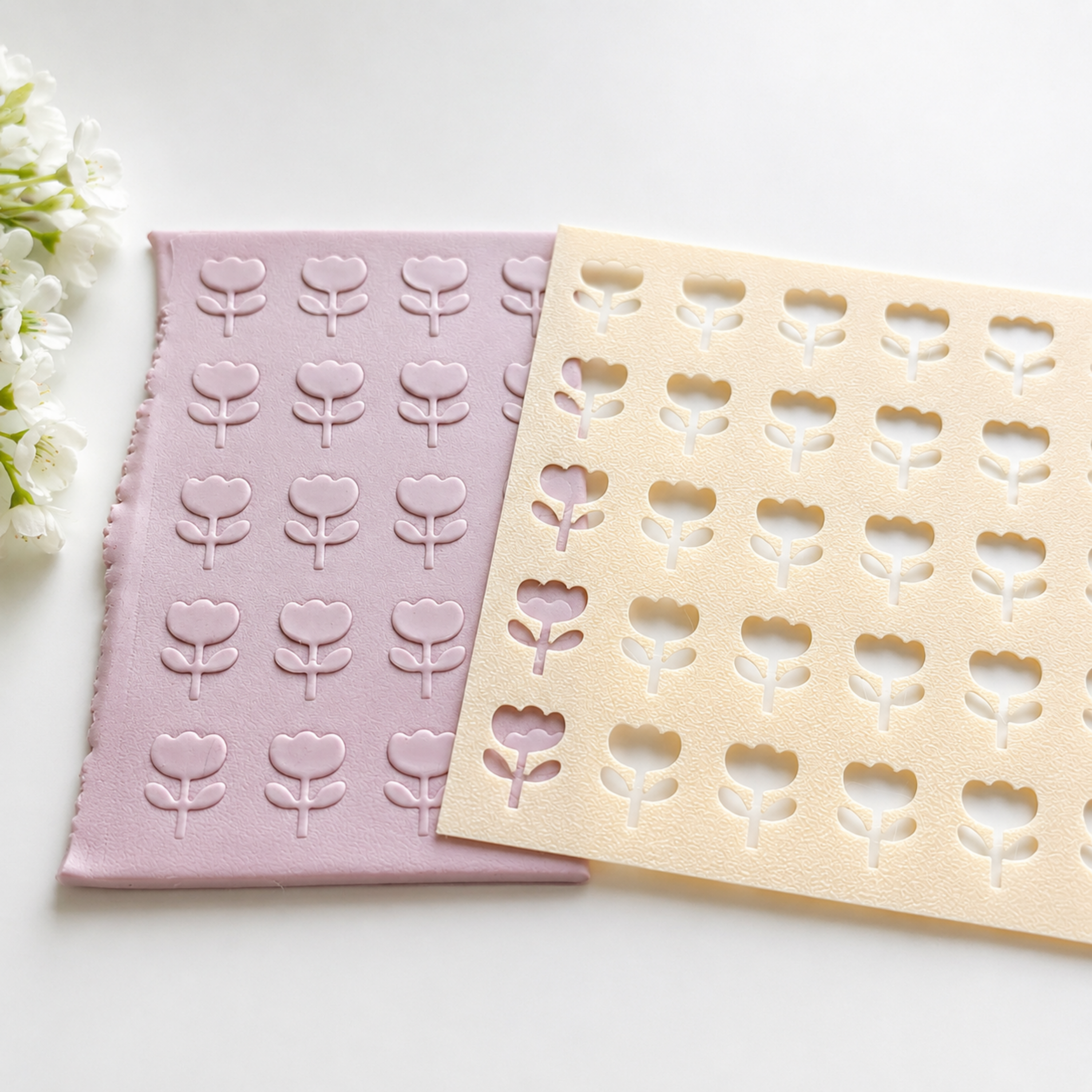 Tulip Flower Texture Stencil – 10x10cm