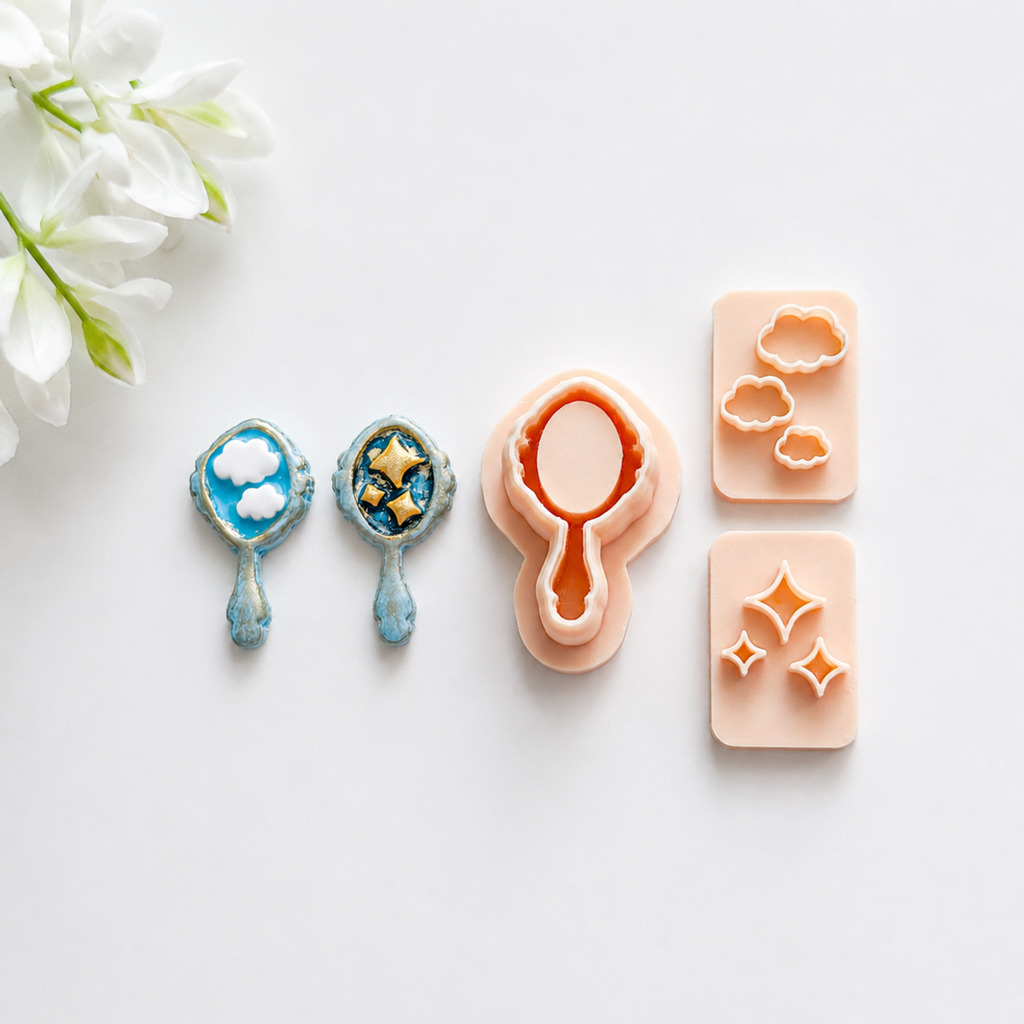 Whimsical Mirror Polymer Clay Earring Cutter Set – 3 Pcs