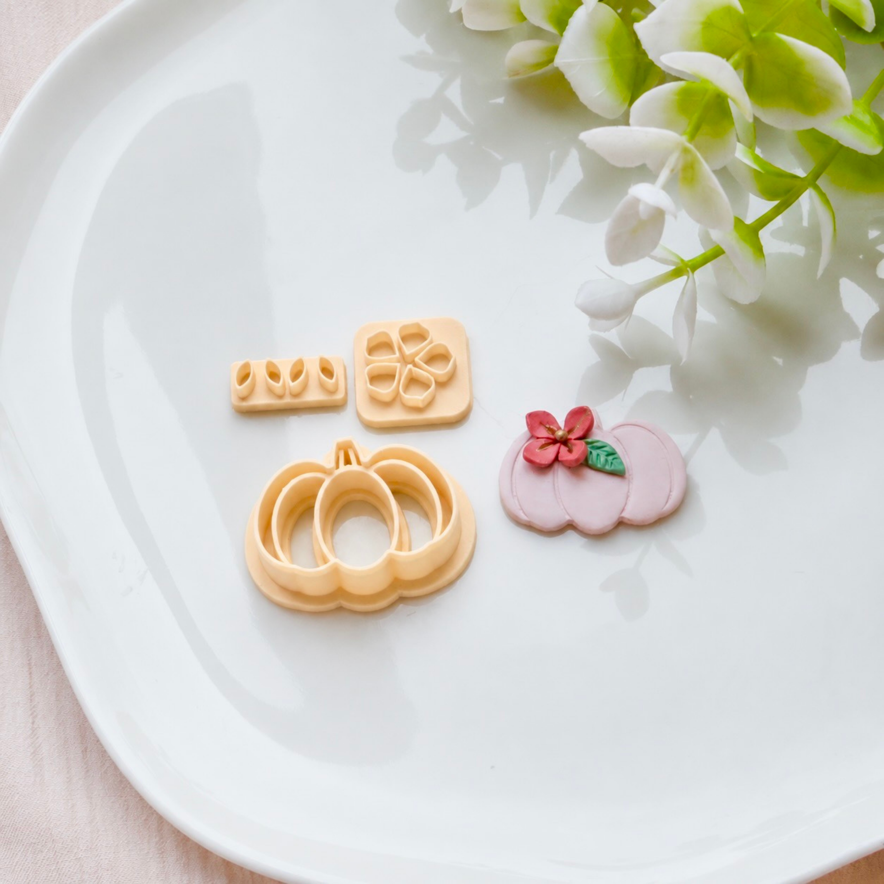 Floral Pumpkin Polymer Clay Fall Cutter Set - 3 Pcs