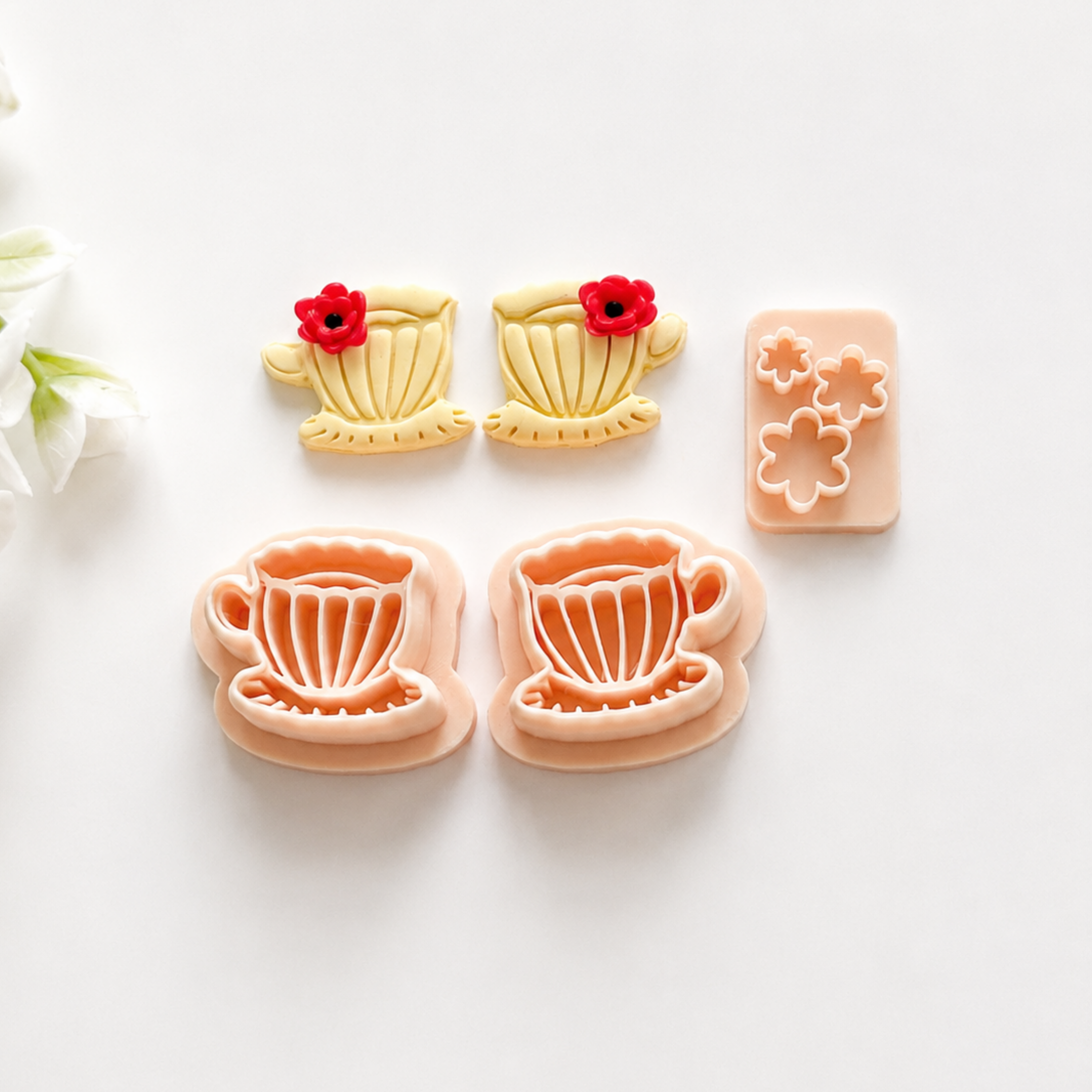 Tea Cup Polymer Clay Earring Cutter Set – 3 Pcs