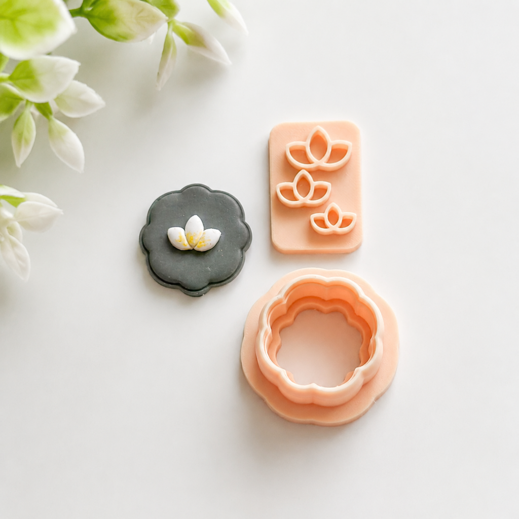 Lotus Flower Polymer Clay Earring Cutter Set – 2 Pieces