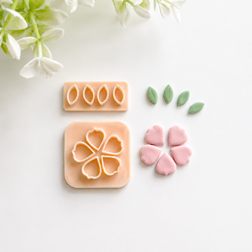 Mini Flower Making Polymer Clay Cutter Set: 2 Pcs