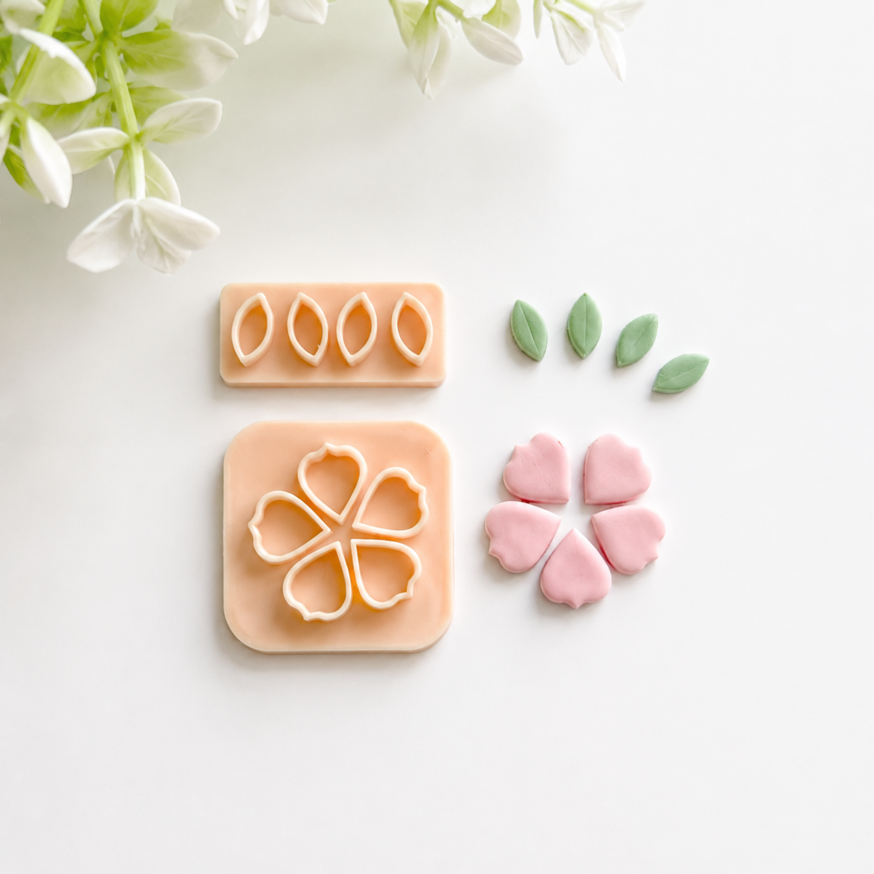 Mini Flower Making Polymer Clay Cutter Set: 2 Pcs