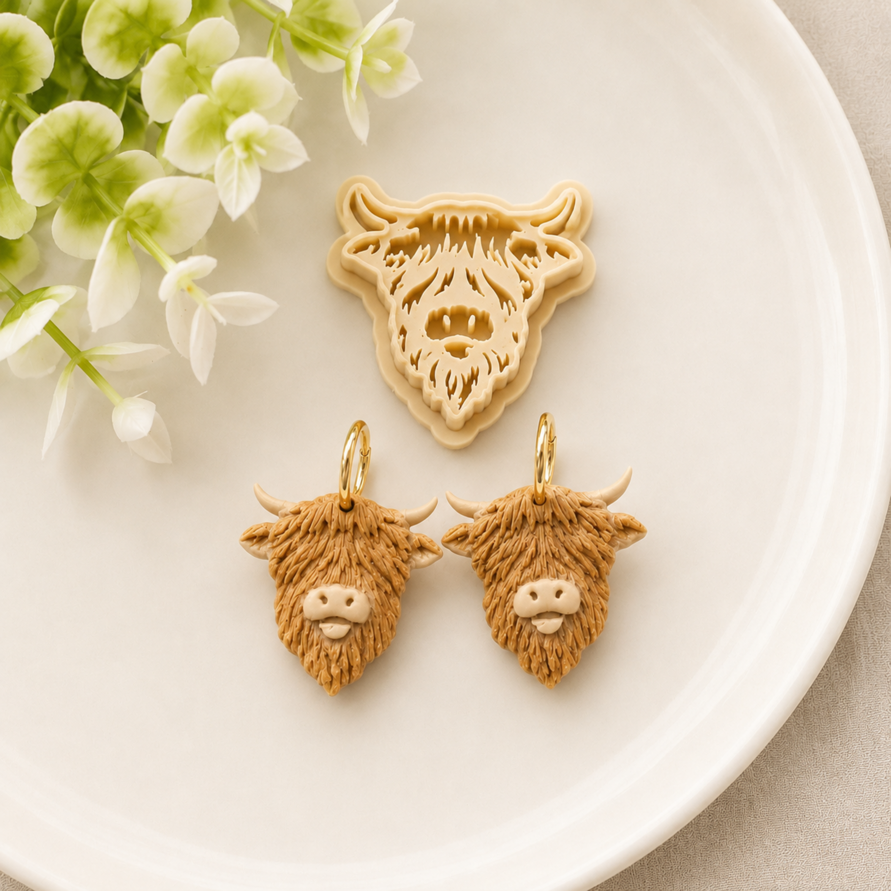 Highland Cow Animal Polymer Clay Earring Cutter