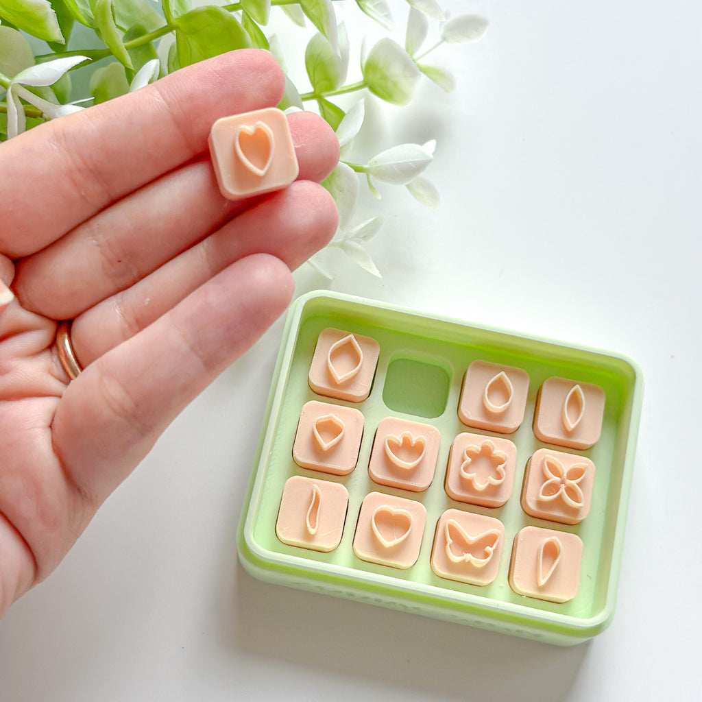 12 Mini Flower Cutters with Storage Box