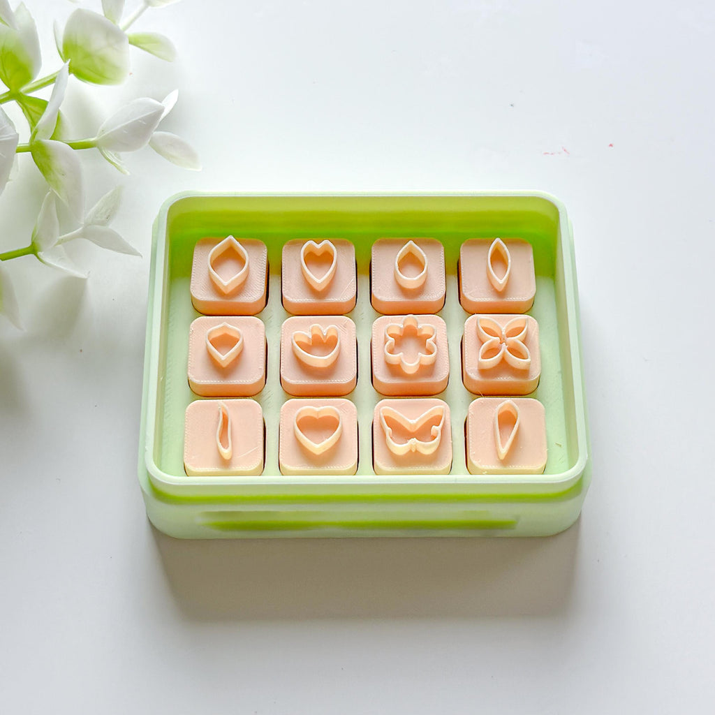 12 Mini Flower Cutters with Storage Box