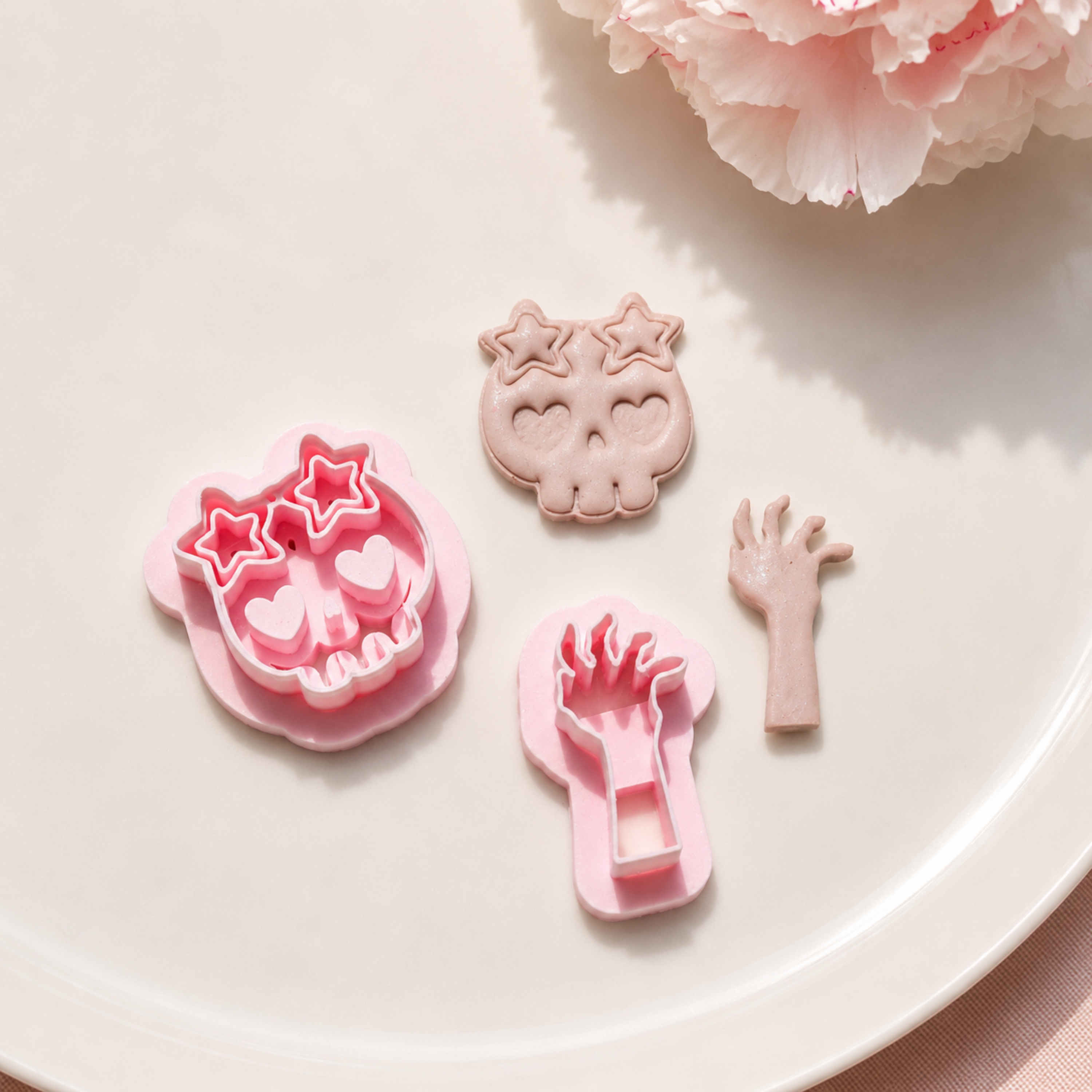Skull & Zombie Hand Polymer Clay Halloween Cutter