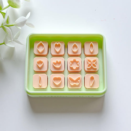 12 Mini Flower Cutters with Storage Box