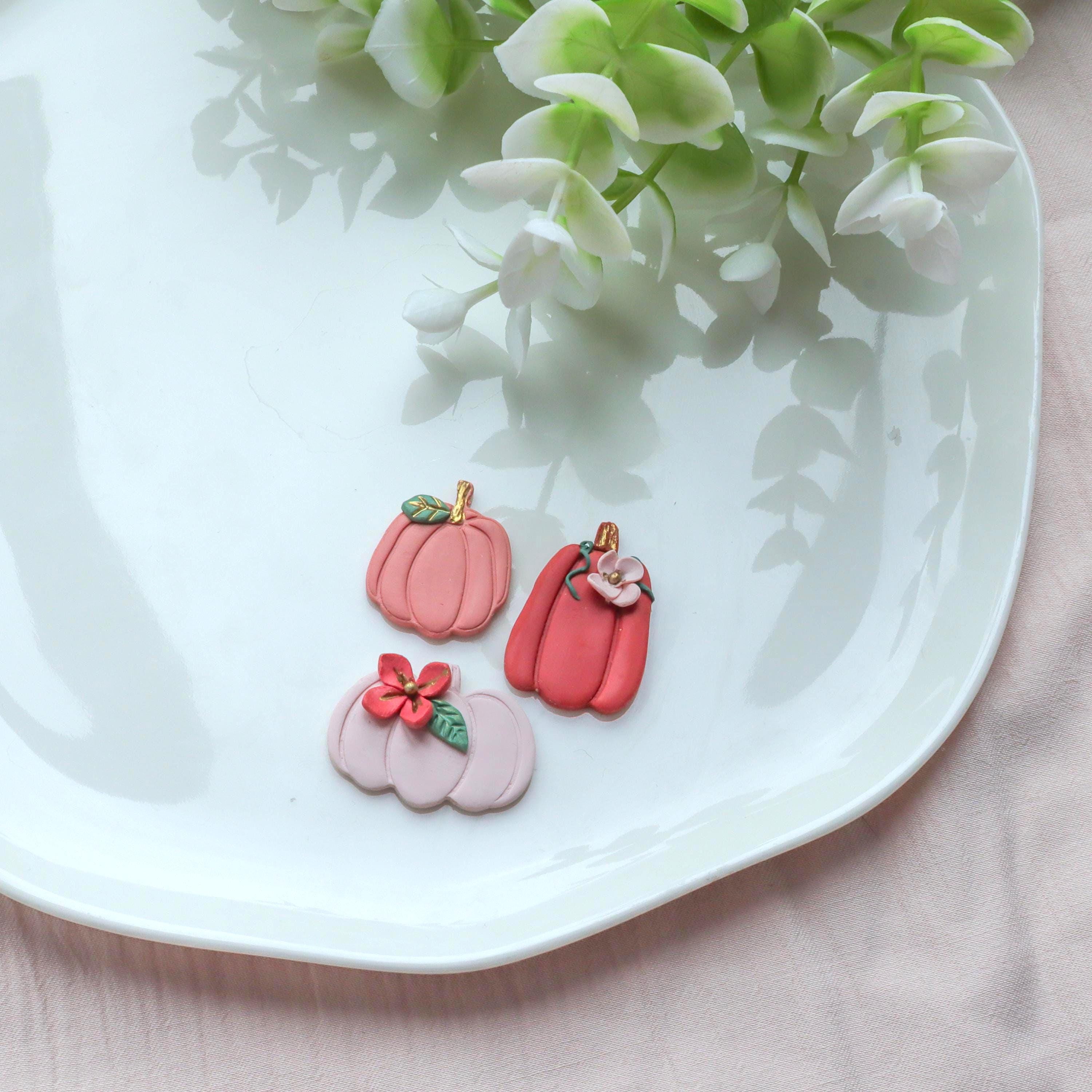 Floral Pumpkin Polymer Clay Fall Cutter Set - 3 Pcs