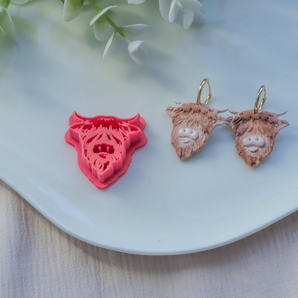 Highland Cow Animal Polymer Clay Earring Cutter