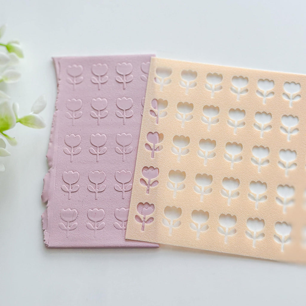 Tulip Flower Texture Stencil – 10x10cm