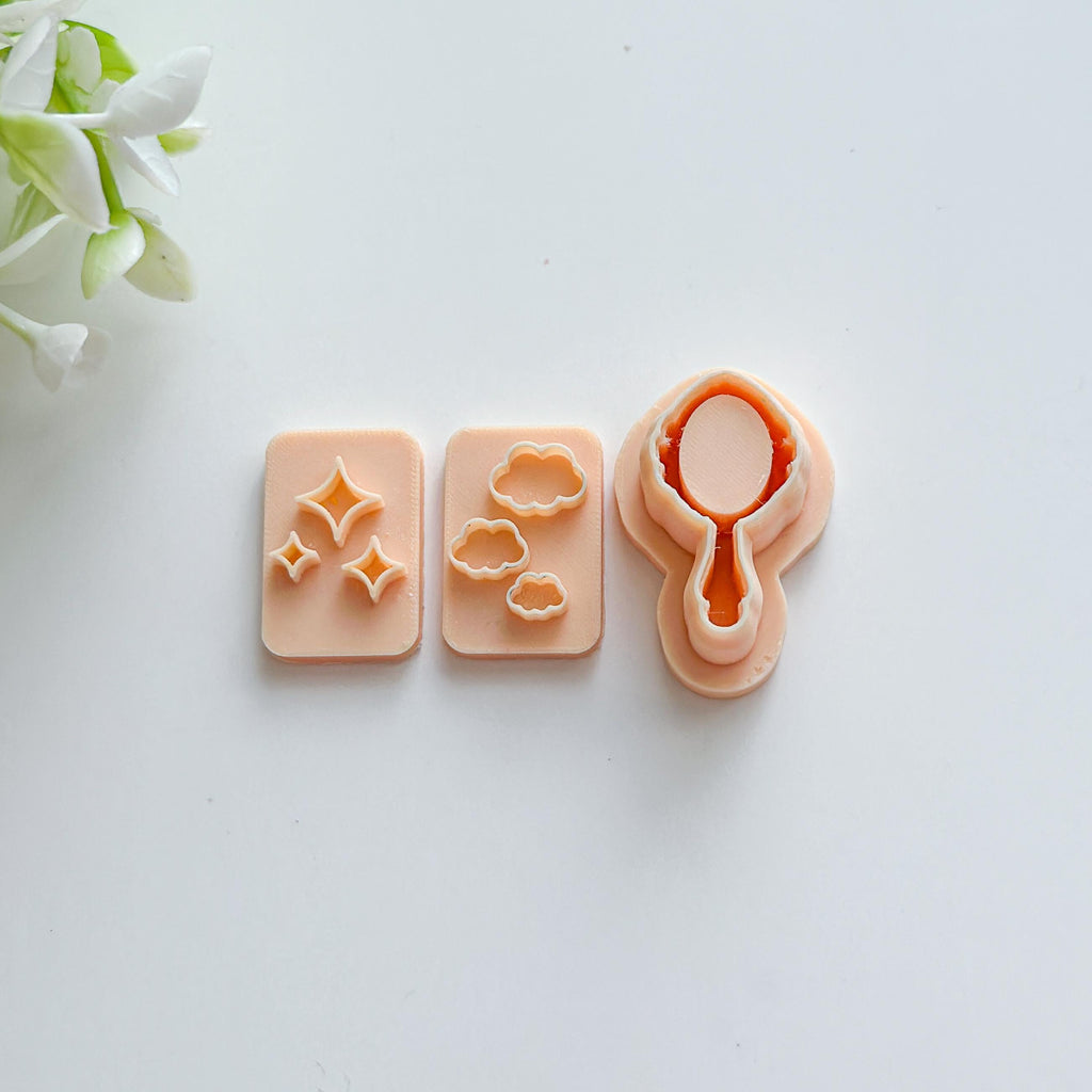 Whimsical Mirror Polymer Clay Earring Cutter Set – 3 Pcs
