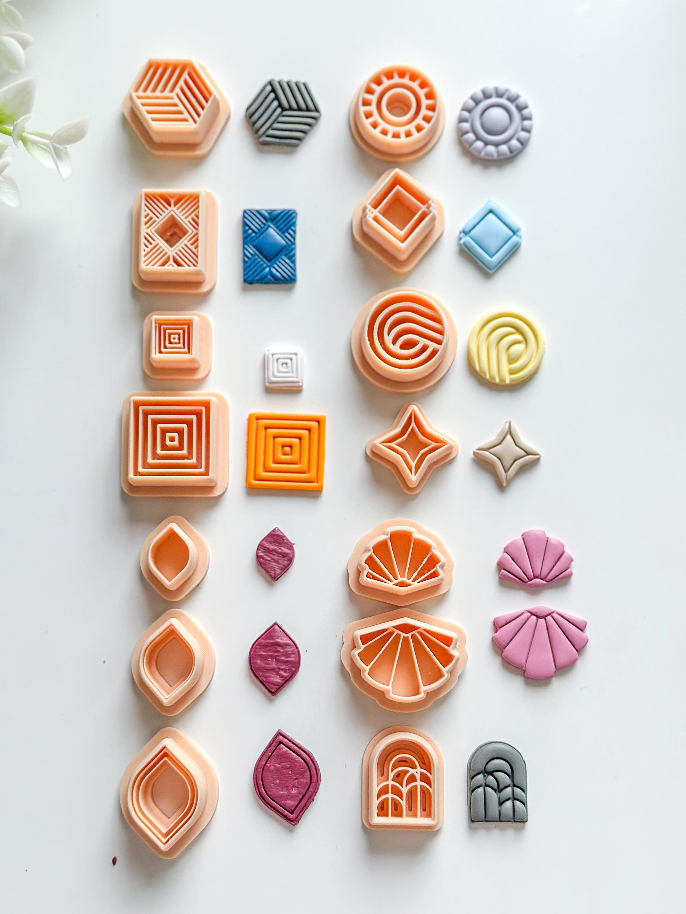 Art Deco Square Polymer Clay Cutter Set- 2 Pieces