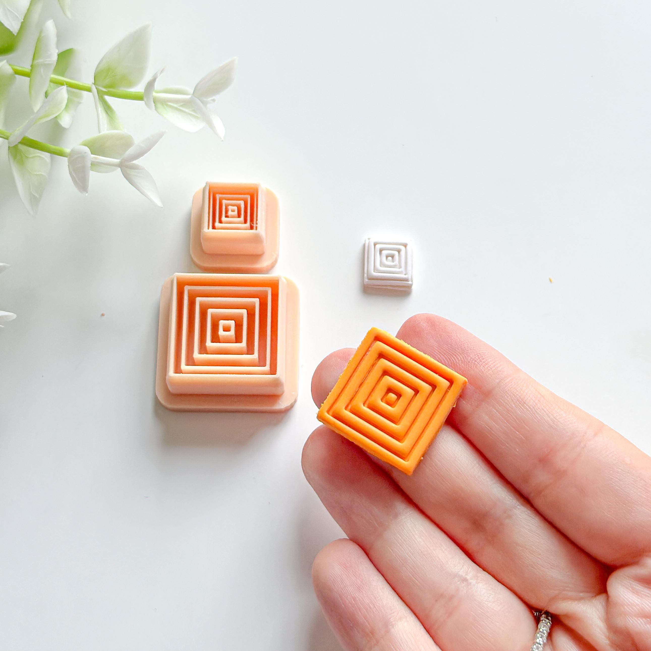 Art Deco Square Polymer Clay Cutter Set- 2 Pieces
