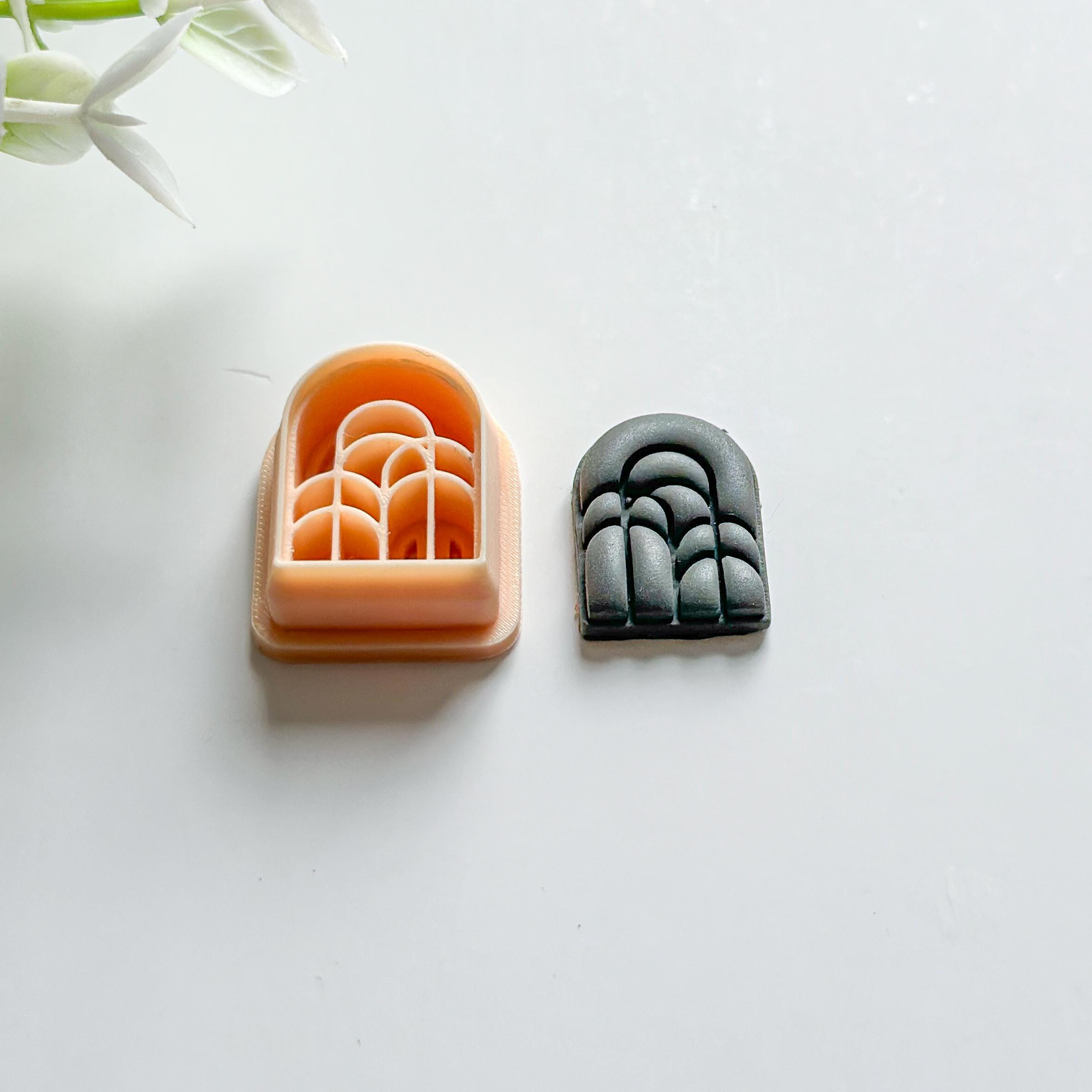 Arch Art Deco Textured Polymer Clay Earring Cutter