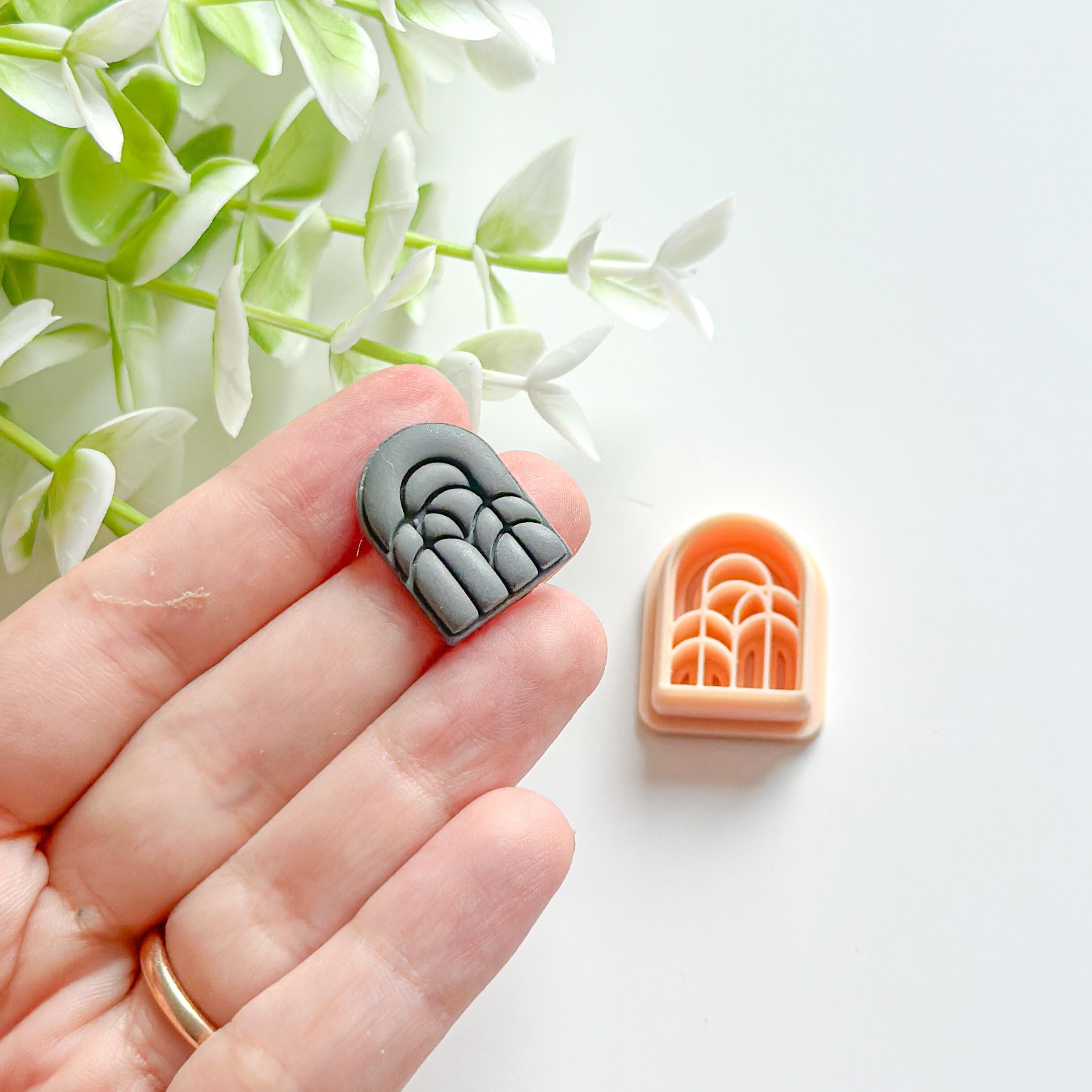 Arch Art Deco Textured Polymer Clay Earring Cutter