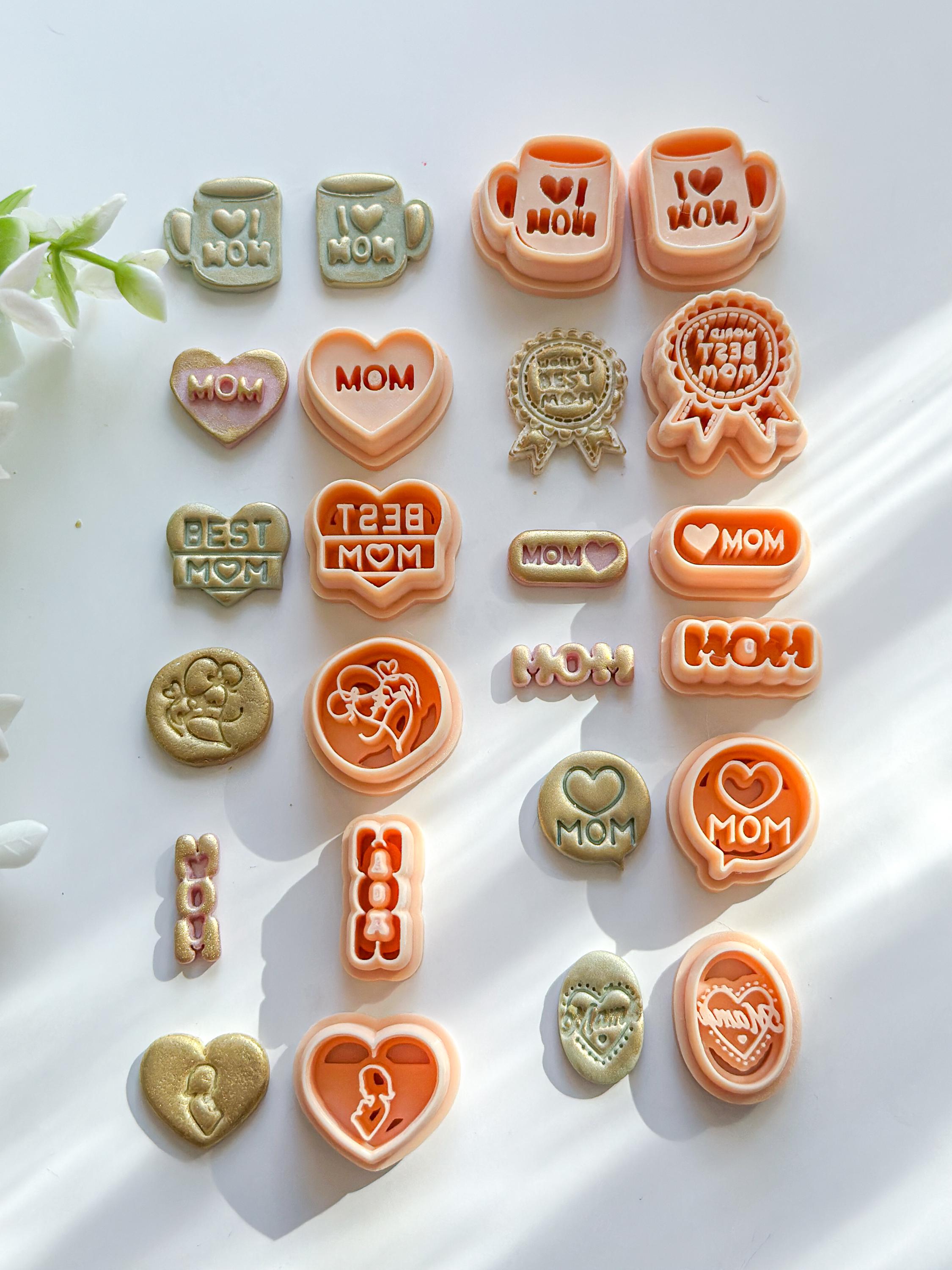 BEST MOM Imprinted Heart Clay Mother's Day Cutter