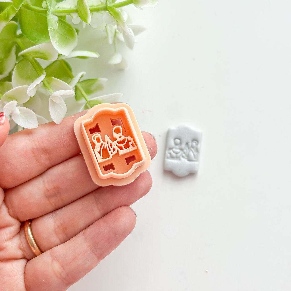 Prom Dancing Couple Embossed Polymer Clay Cutter