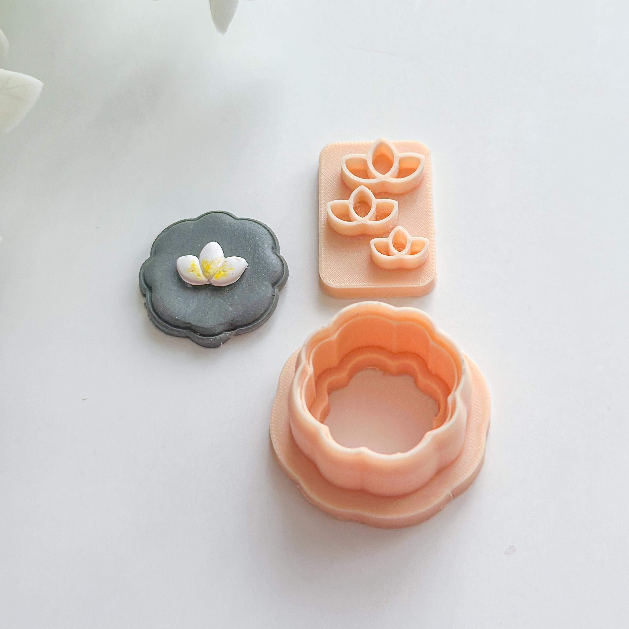 Lotus Flower Polymer Clay Earring Cutter Set – 2 Pieces