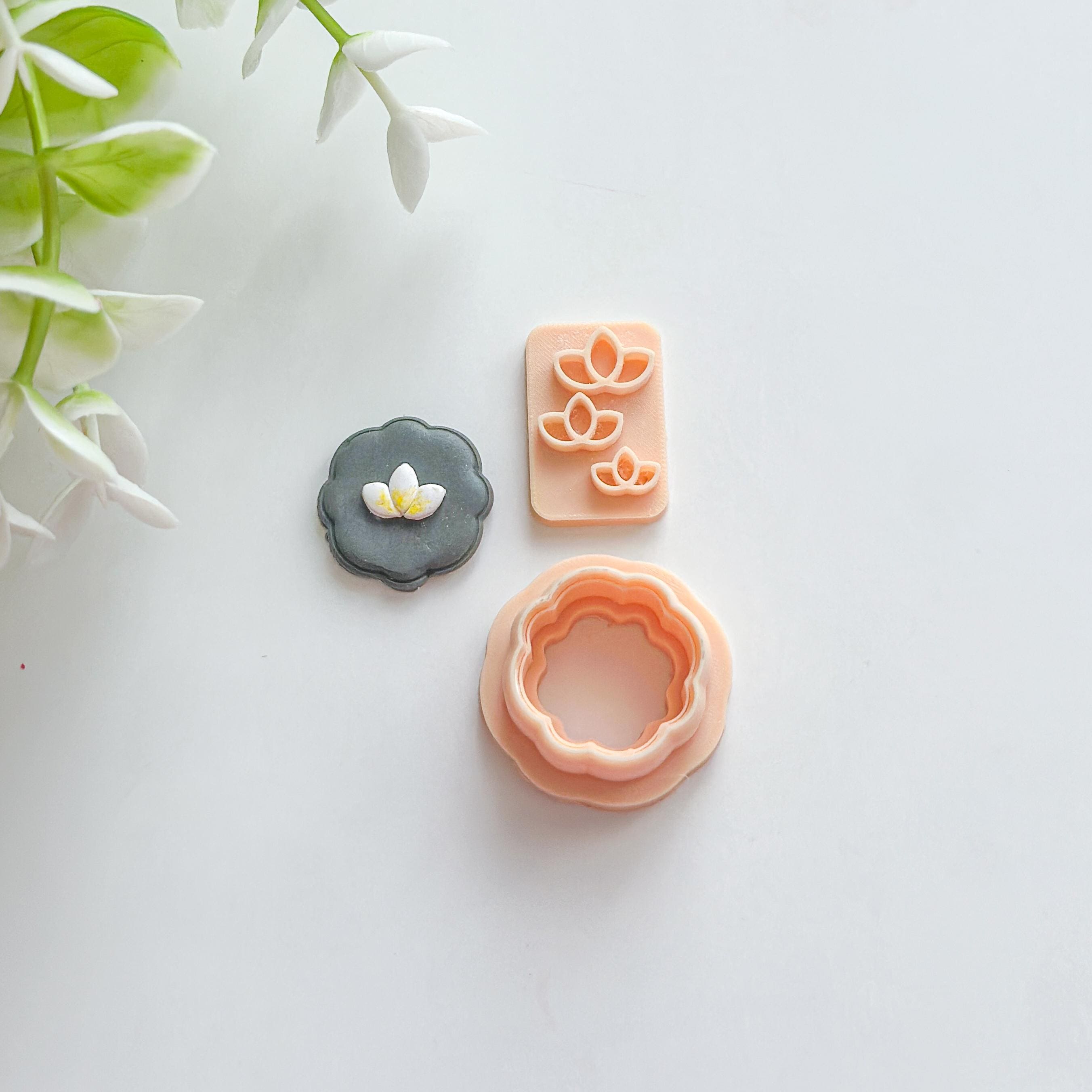 Lotus Flower Polymer Clay Earring Cutter Set – 2 Pieces