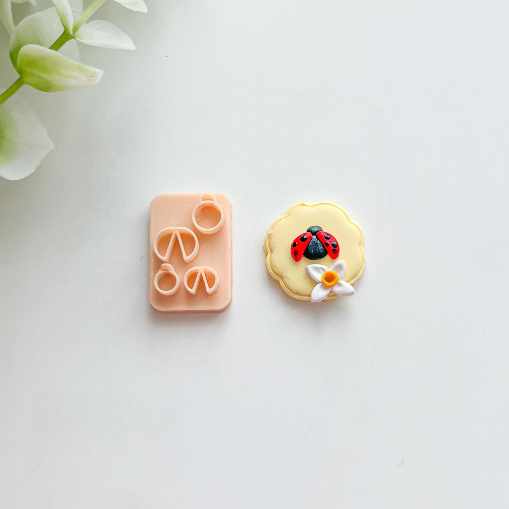 Mini Lady Bug and Daffodil Flower Polymer Clay Cutter Set - 3 Pcs
