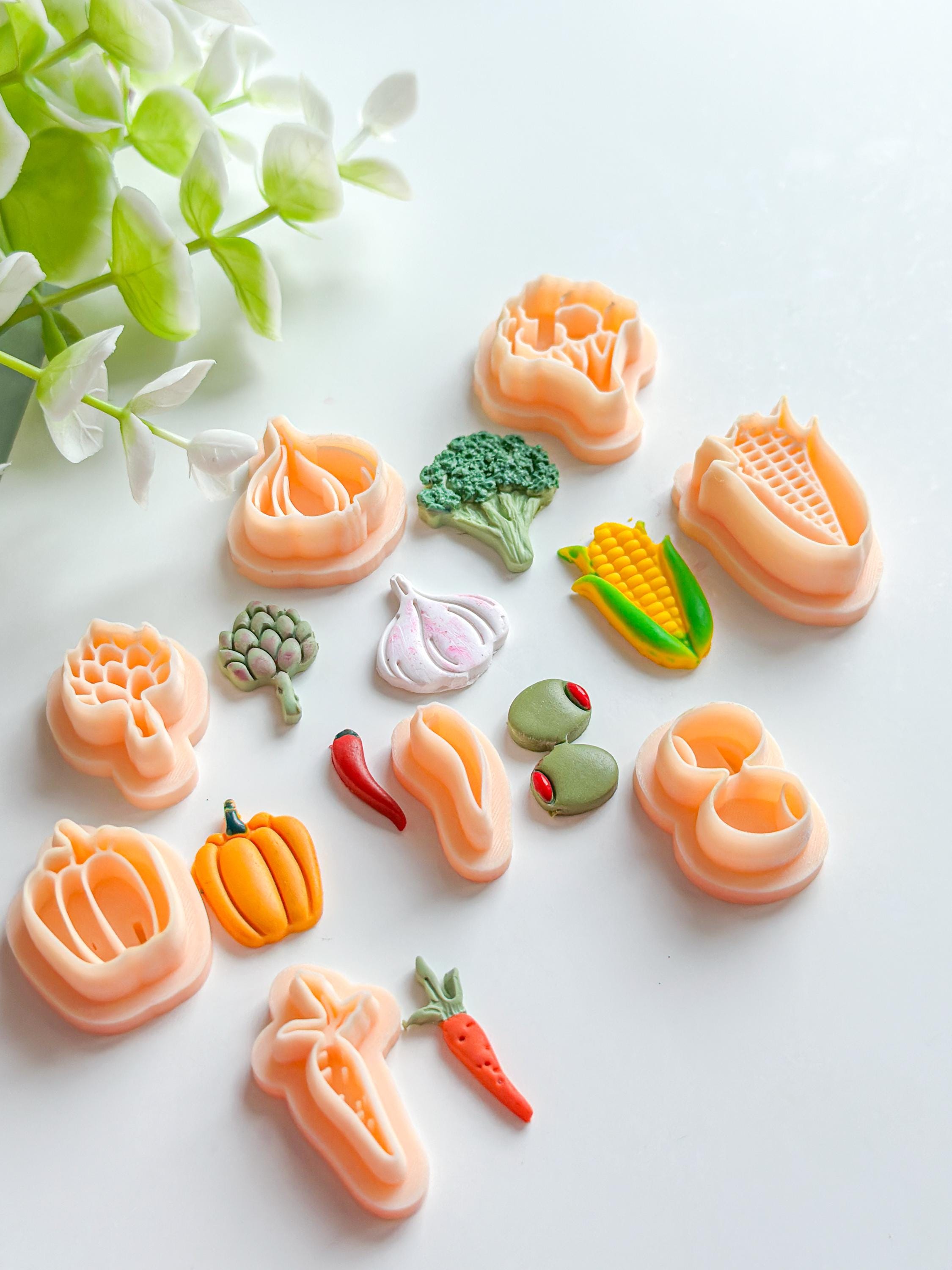 Vegetable Polymer Clay Cutter Set: 8 Pcs Food Cutter Bundle