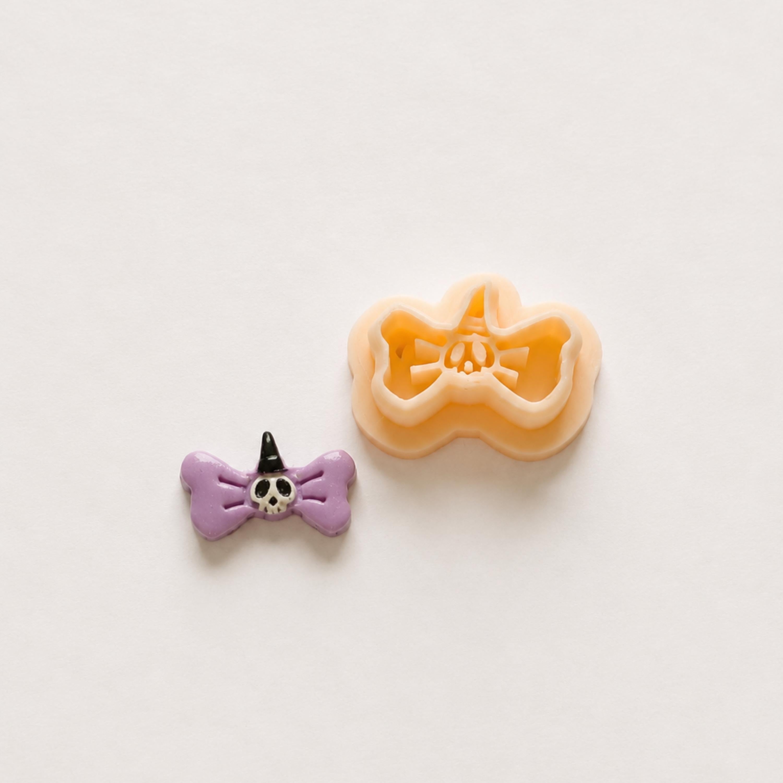 Skull Bow Polymer Clay Cutter | Halloween Stud Earring Cutter