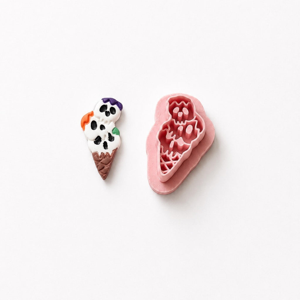 Skull Ice Cream Cone Polymer Clay Cutter | Halloween Earring Cutter
