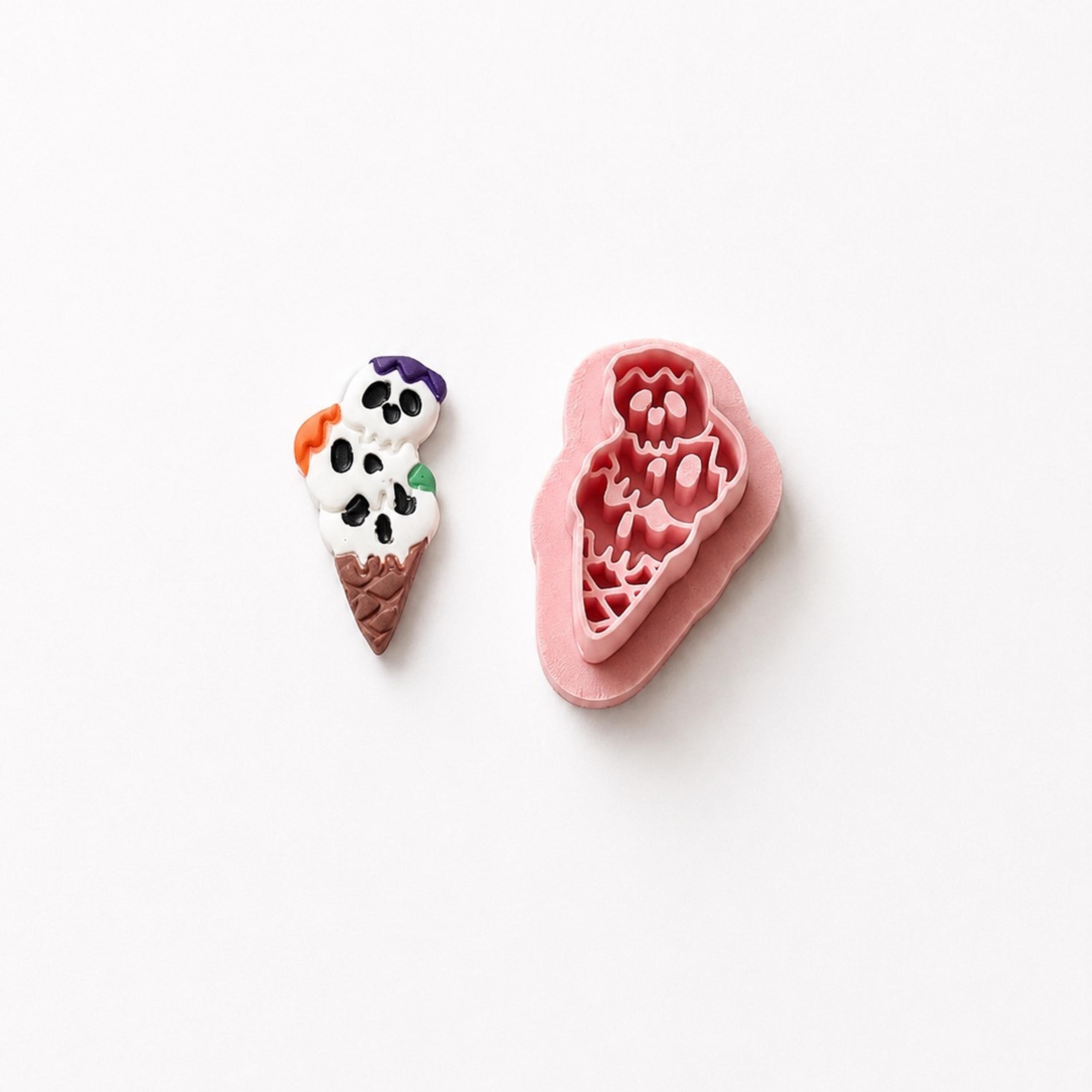 Skull Ice Cream Cone Polymer Clay Cutter | Halloween Earring Cutter