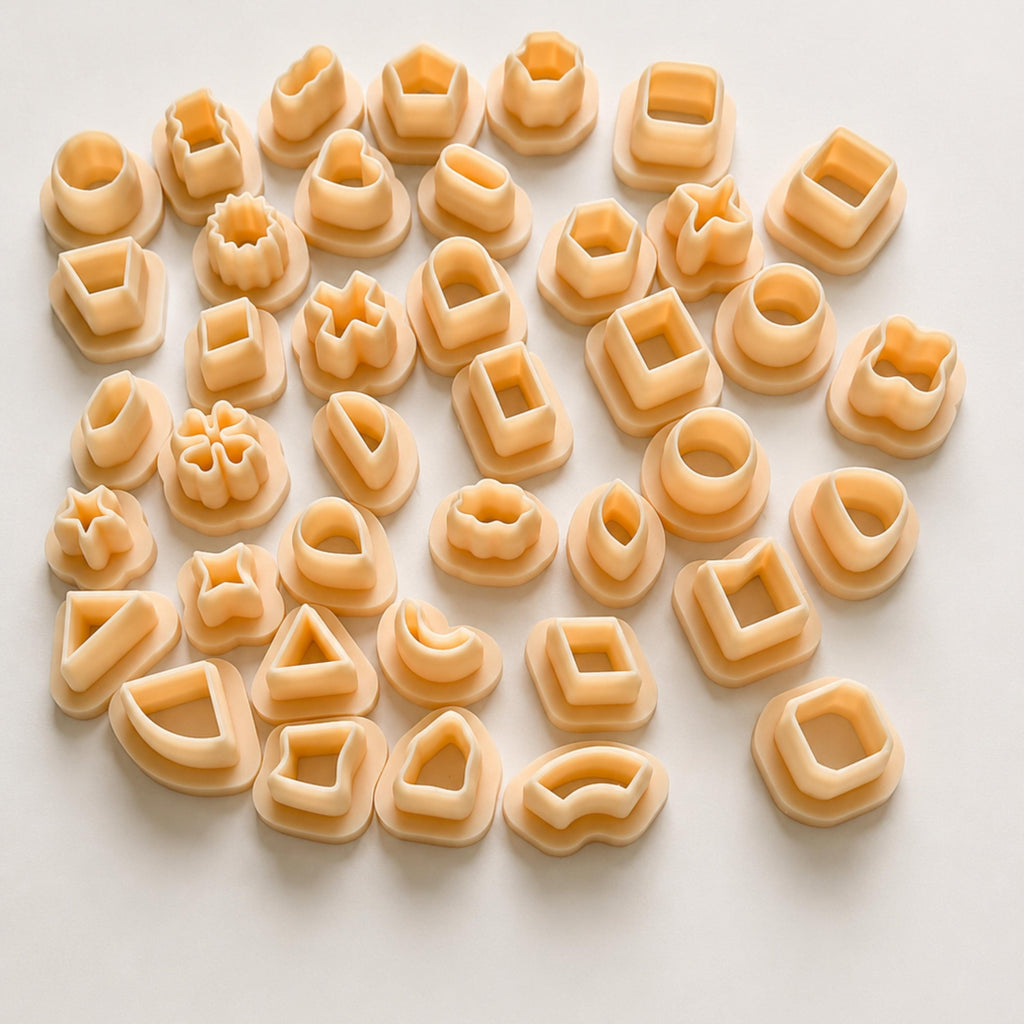 Geometric Micro Clay Cutter Set - 40 Pcs Basic Mini Mold Shapes (10mm)