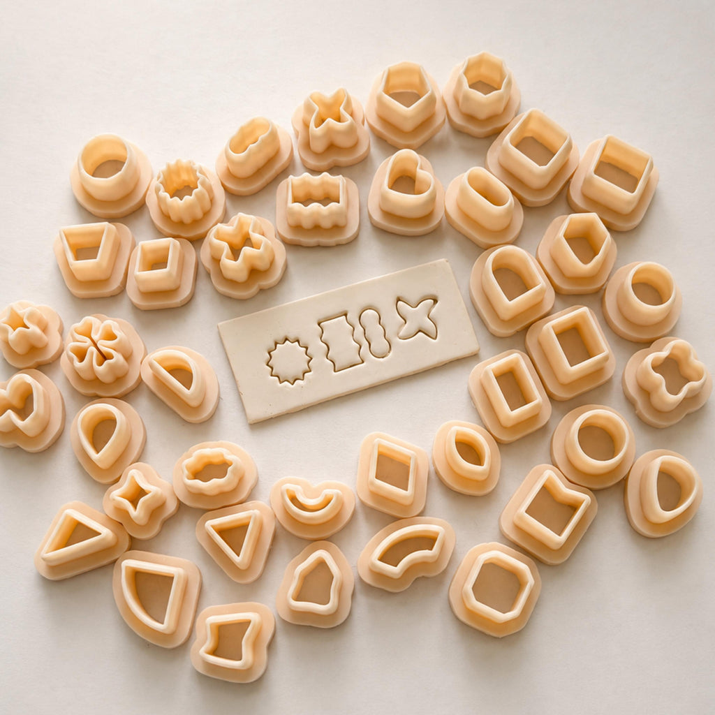 Geometric Micro Clay Cutter Set - 40 Pcs Basic Mini Mold Shapes (10mm)