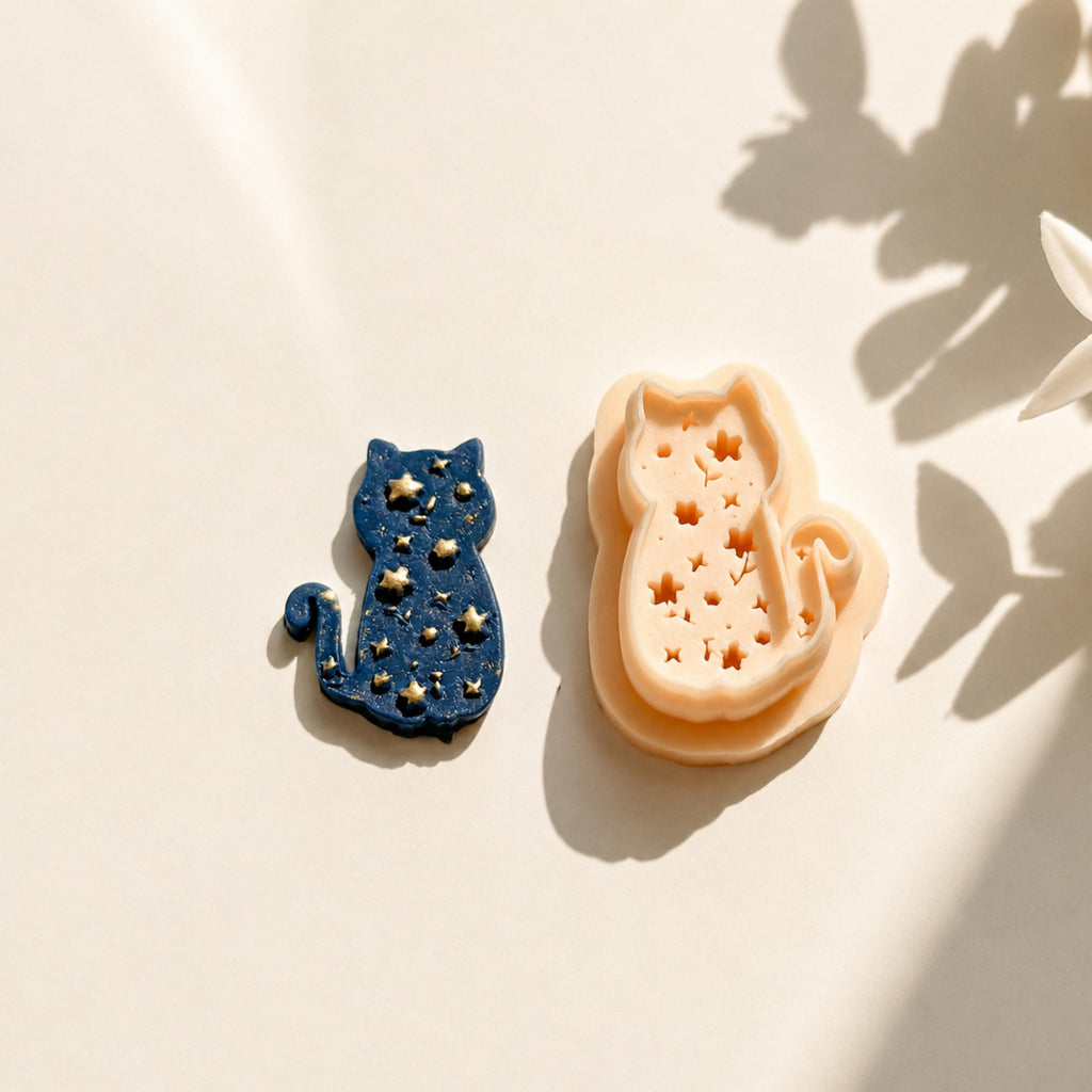 Floral Cat Polymer Clay Cutter