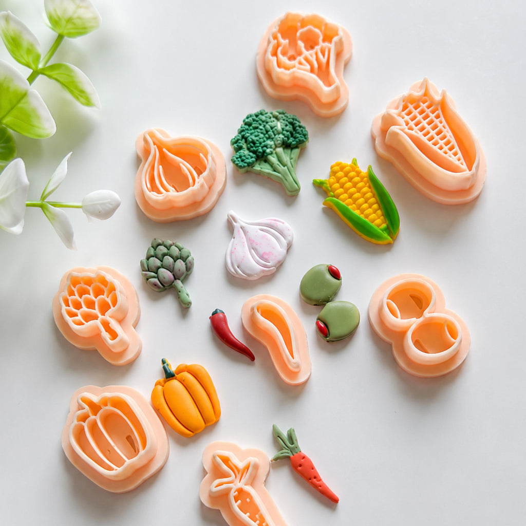 Vegetable Polymer Clay Cutter Set: 8 Pcs Food Cutter Bundle